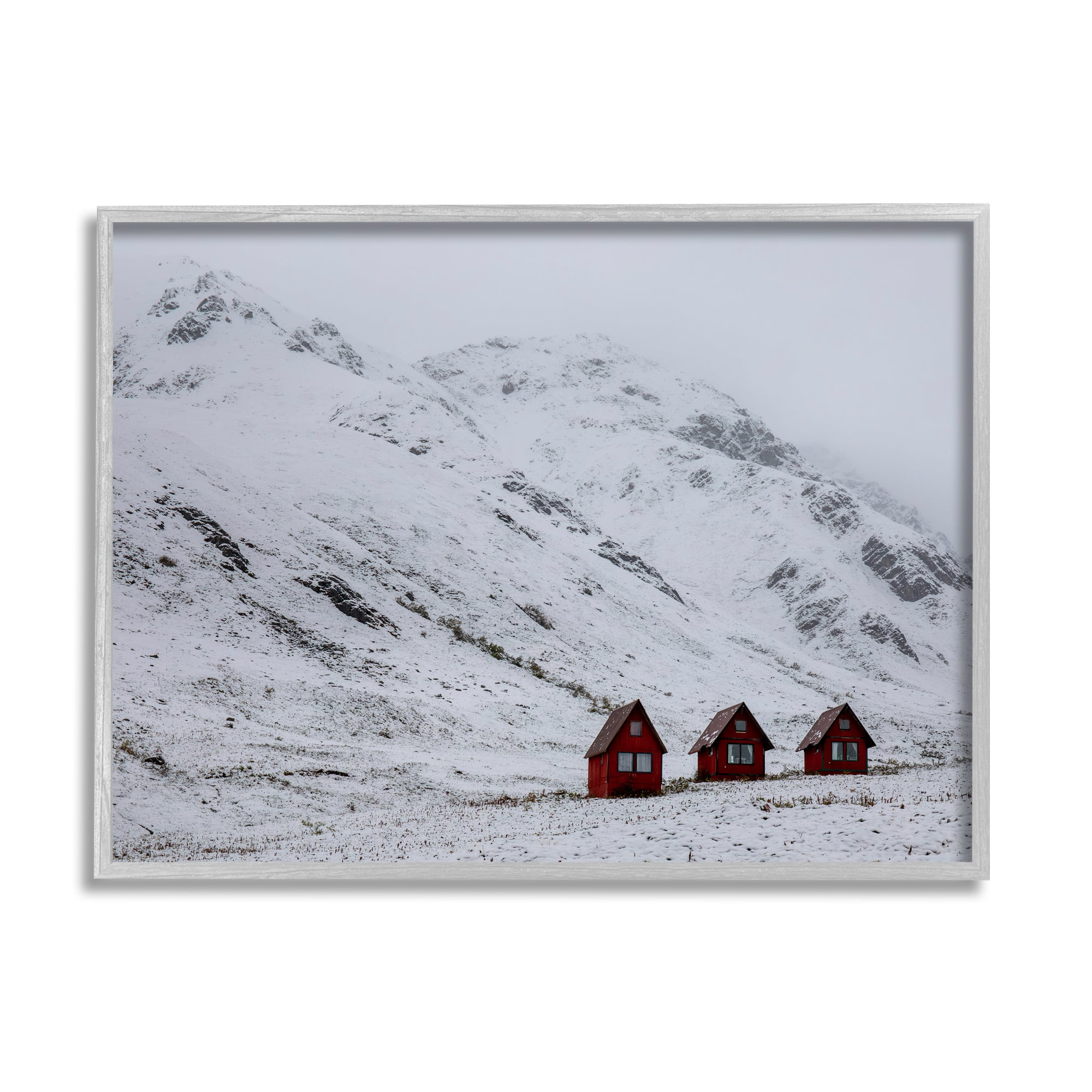 Stupell Industries Snowy Mountain Pass Landscape Photography Gray Framed Art Print Wall Art, 14 x 11