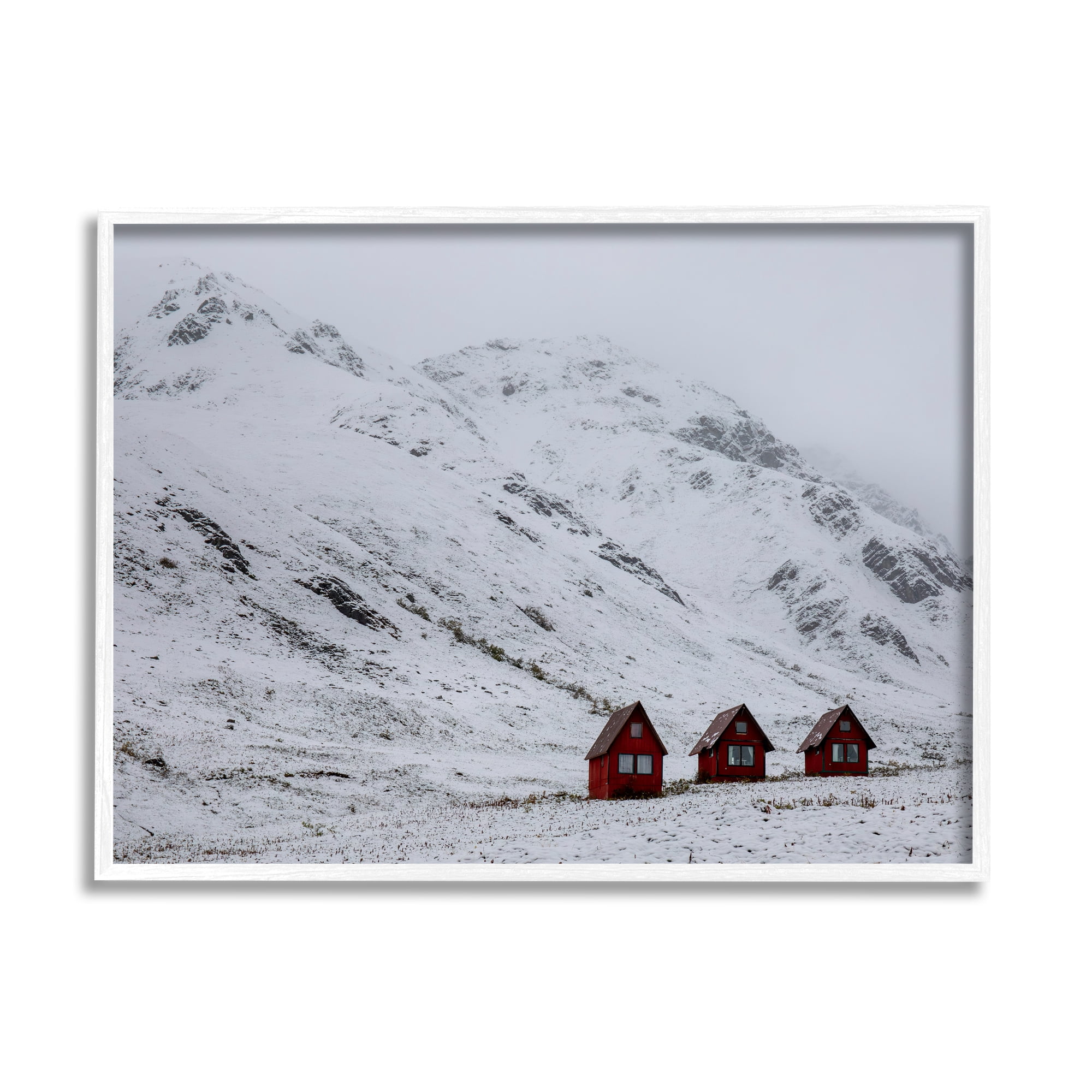 Stupell Industries Snowy Mountain Pass Landscape Photography White Framed Art Print Wall Art, 30 x 24