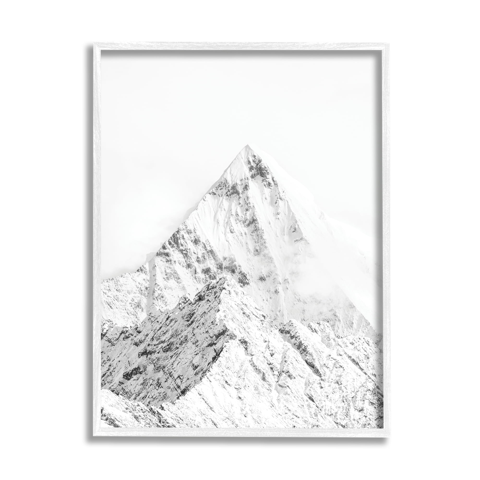Stupell Industries Snowy Mountain Peak Sharp Lines Black White, 16 x 20, Designed by Design Fabrikken