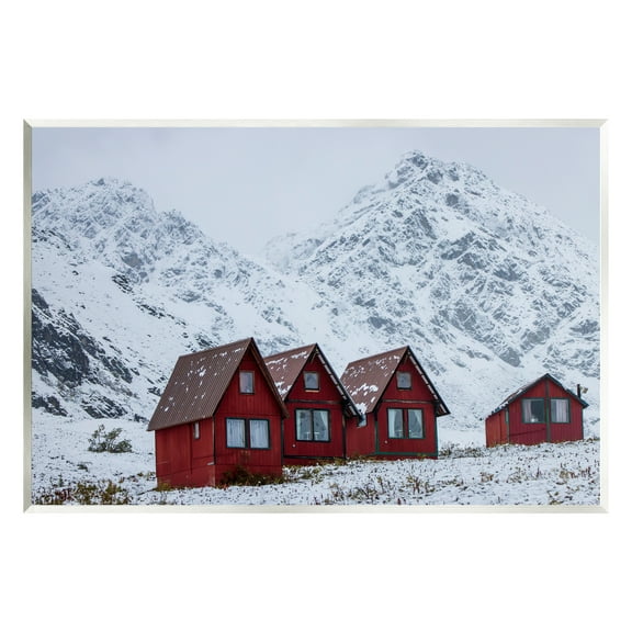 Stupell Industries Snowy Mountain Shacks Landscape Photography Unframed Art Print Wall Art, 15 x 10