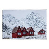 Stupell Industries Snowy Mountain Shacks Landscape Photography Unframed Art Print Wall Art, 15 x 10