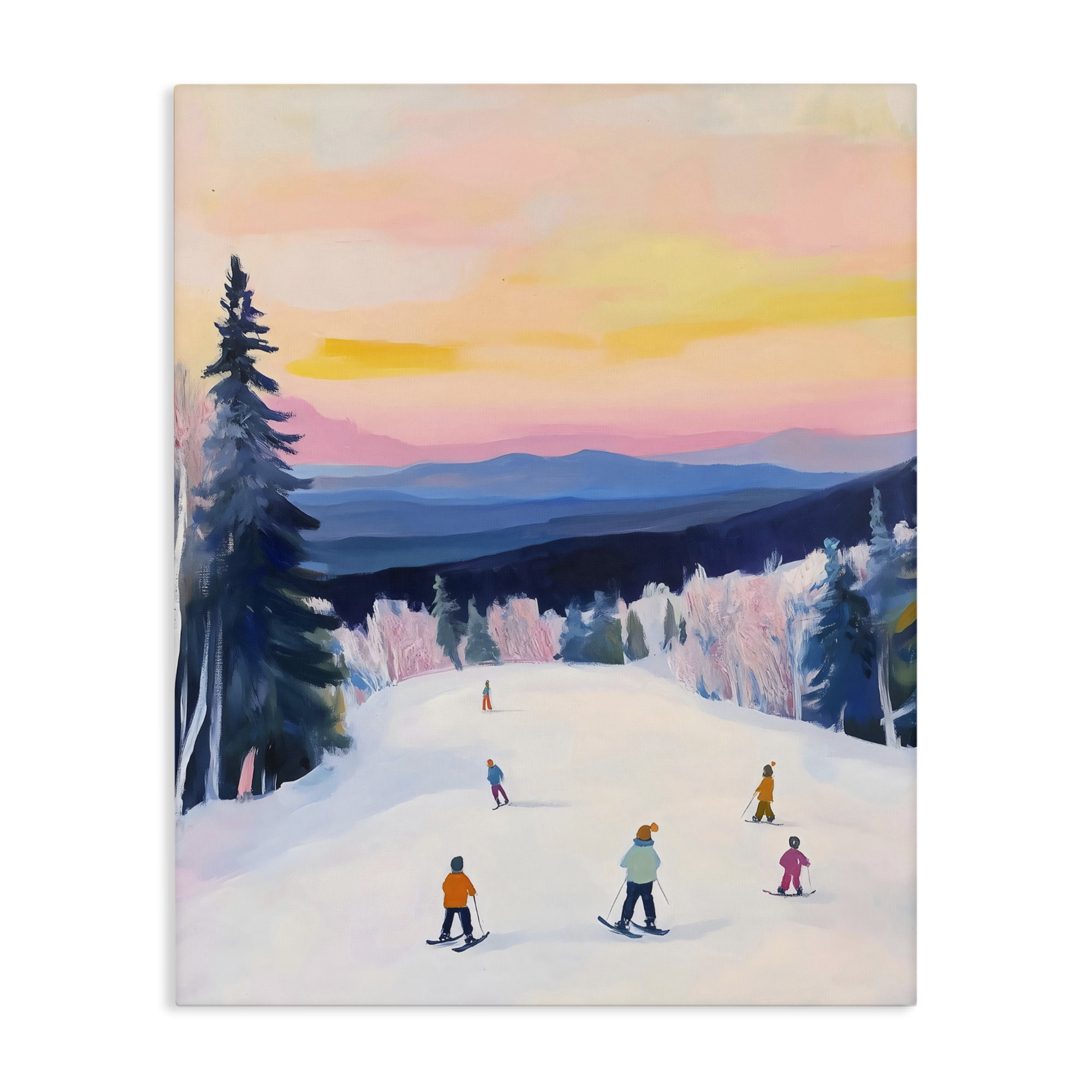 Stupell Industries Snowy Mountain Skiers at Sunset Canvas Wall Art, design by The Prints Vibe