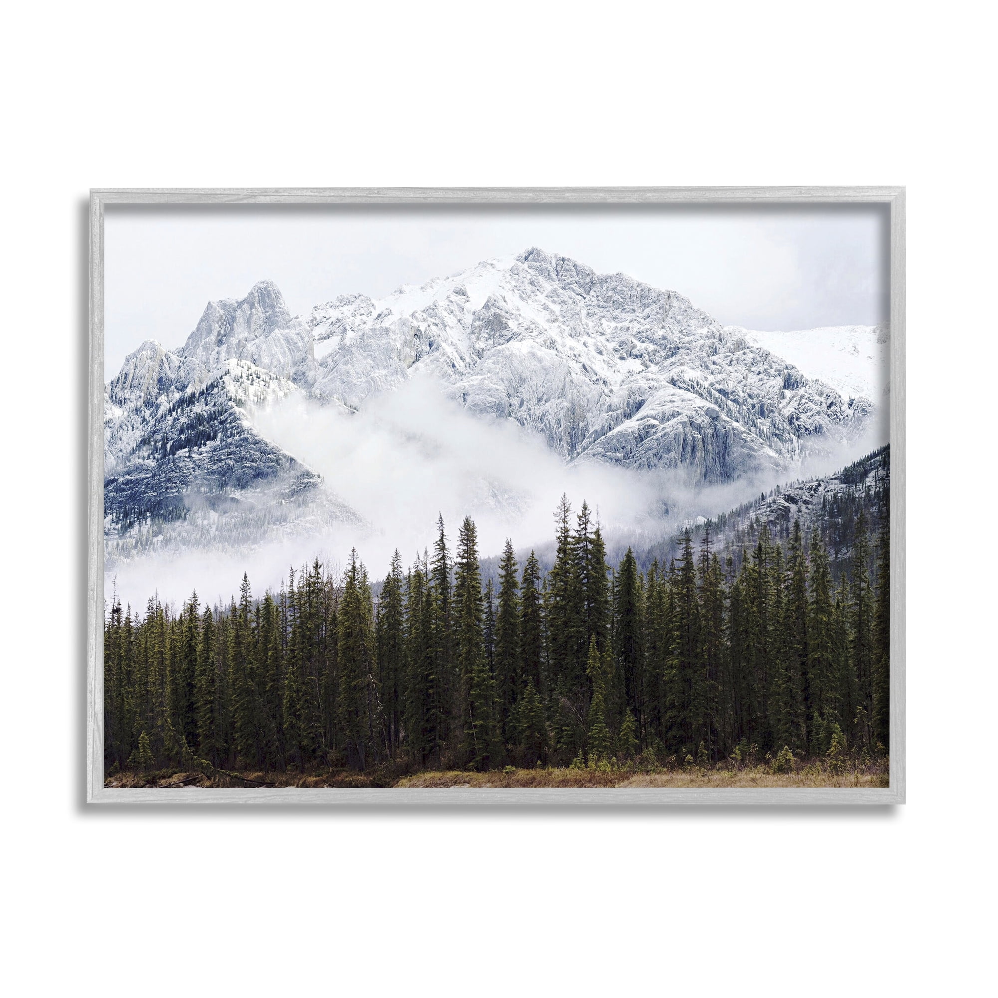 Stupell Industries Snowy Mountain Top Tall Fir Trees Modern Photography, 14 x 11,Design by Jennifer Henriksen