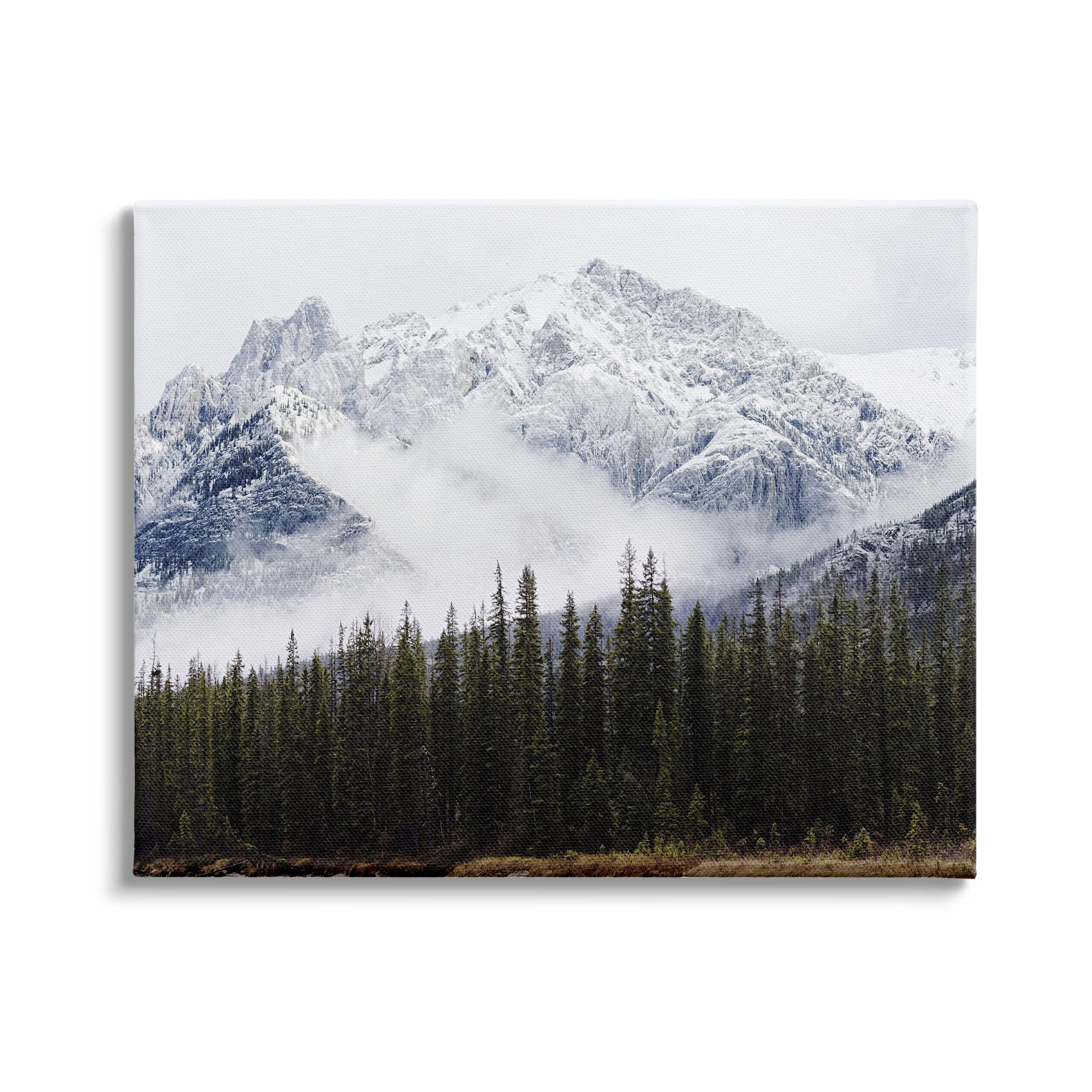 Stupell Industries Snowy Mountain Top Tall Fir Trees Modern Photography, 48 x 36,Design by Jennifer Henriksen