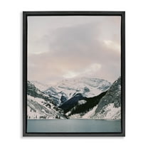 Stupell Industries Snowy Peaks Seascape Landscape Photography Black Floater Framed Art Print Wall Art, 17 x 21