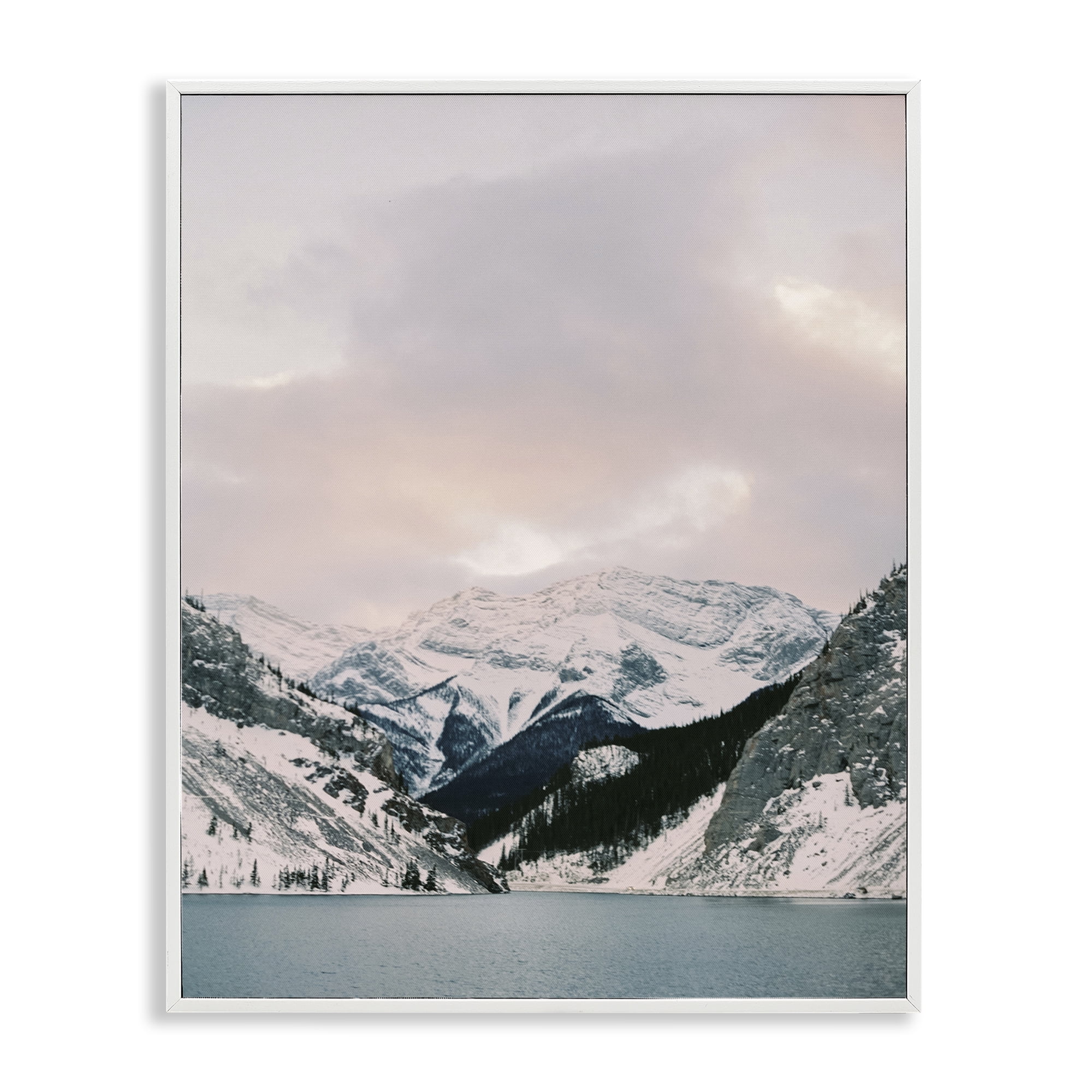 Stupell Industries Snowy Peaks Seascape Landscape Photography White Framed Art Print Wall Art, 24 x 30