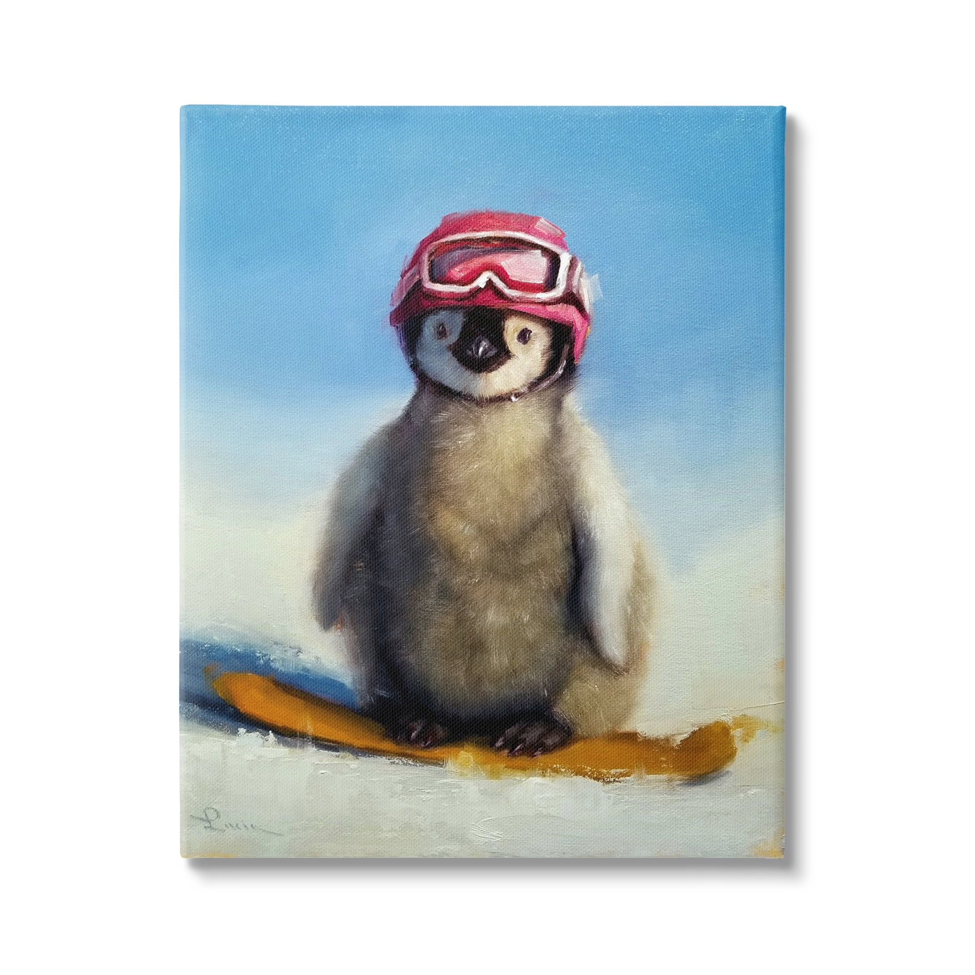 Stupell Industries Snowy Penguin Chick Snowboarding Sports Red Goggles Canvas Wall Art, 36 x 48, Design by Lucia Heffernan