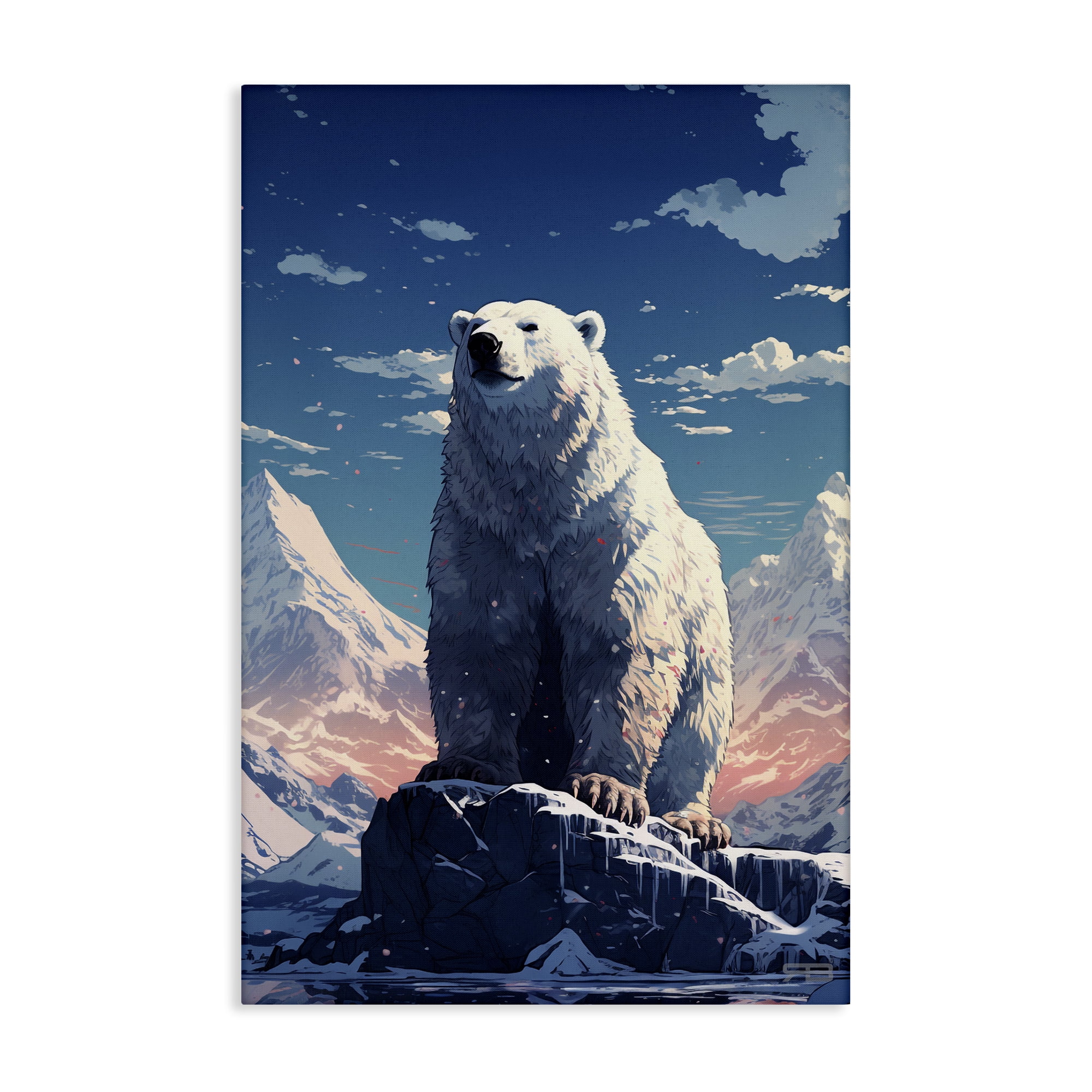 Stupell Industries Snowy Polar Bear Animals & Insects Painting Gallery Wrapped Canvas Art Print Wall Art, 24 x 36