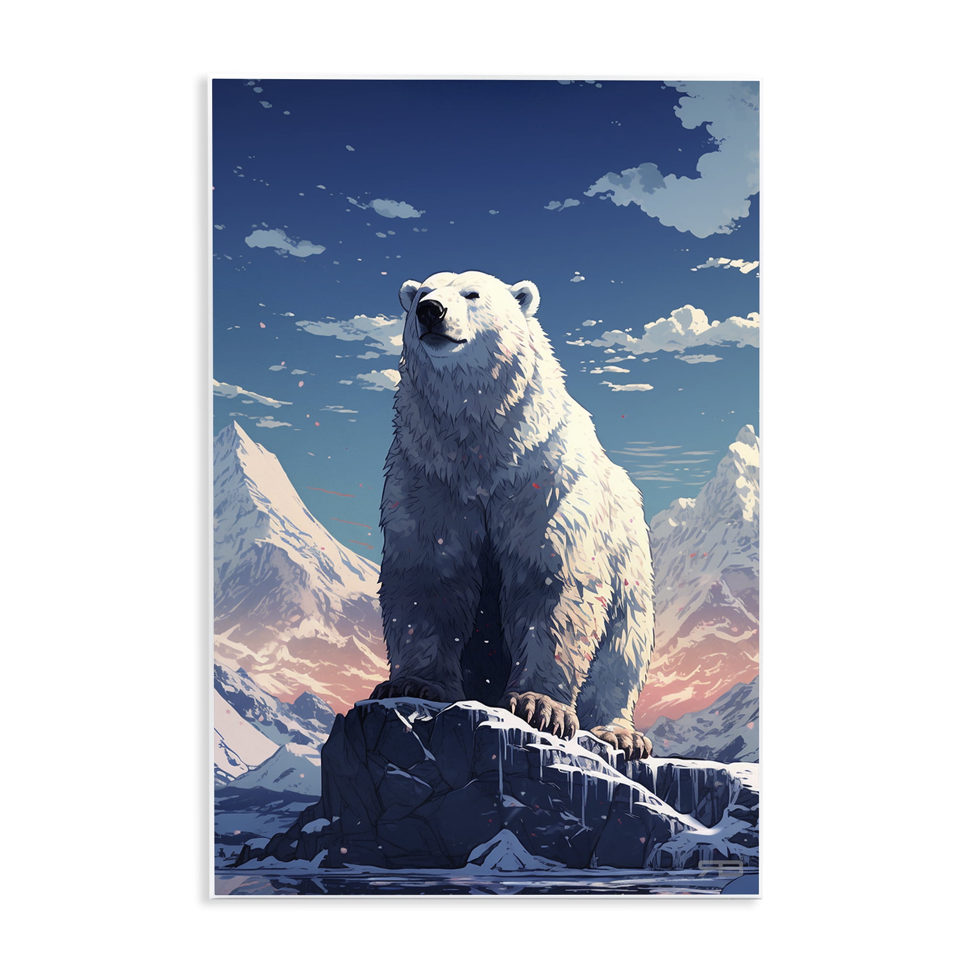 Stupell Industries Snowy Polar Bear Animals & Insects Painting Unframed Art Print Wall Art, 13 x 19