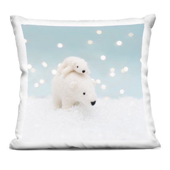 Stupell Industries - Snowy Polar Bear Family Throw Pillow 18" x 18" by Lemon & Sugar