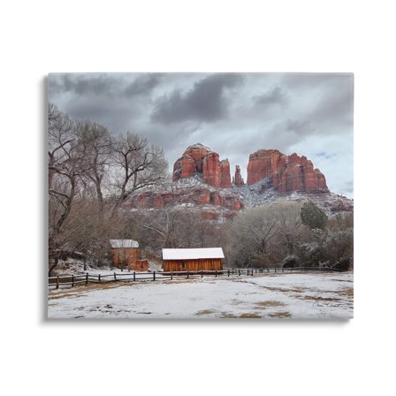 Stupell Industries Snowy Rural Landscape Nature Photography Gallery Wrapped Canvas Print Wall Art, 20 x 16