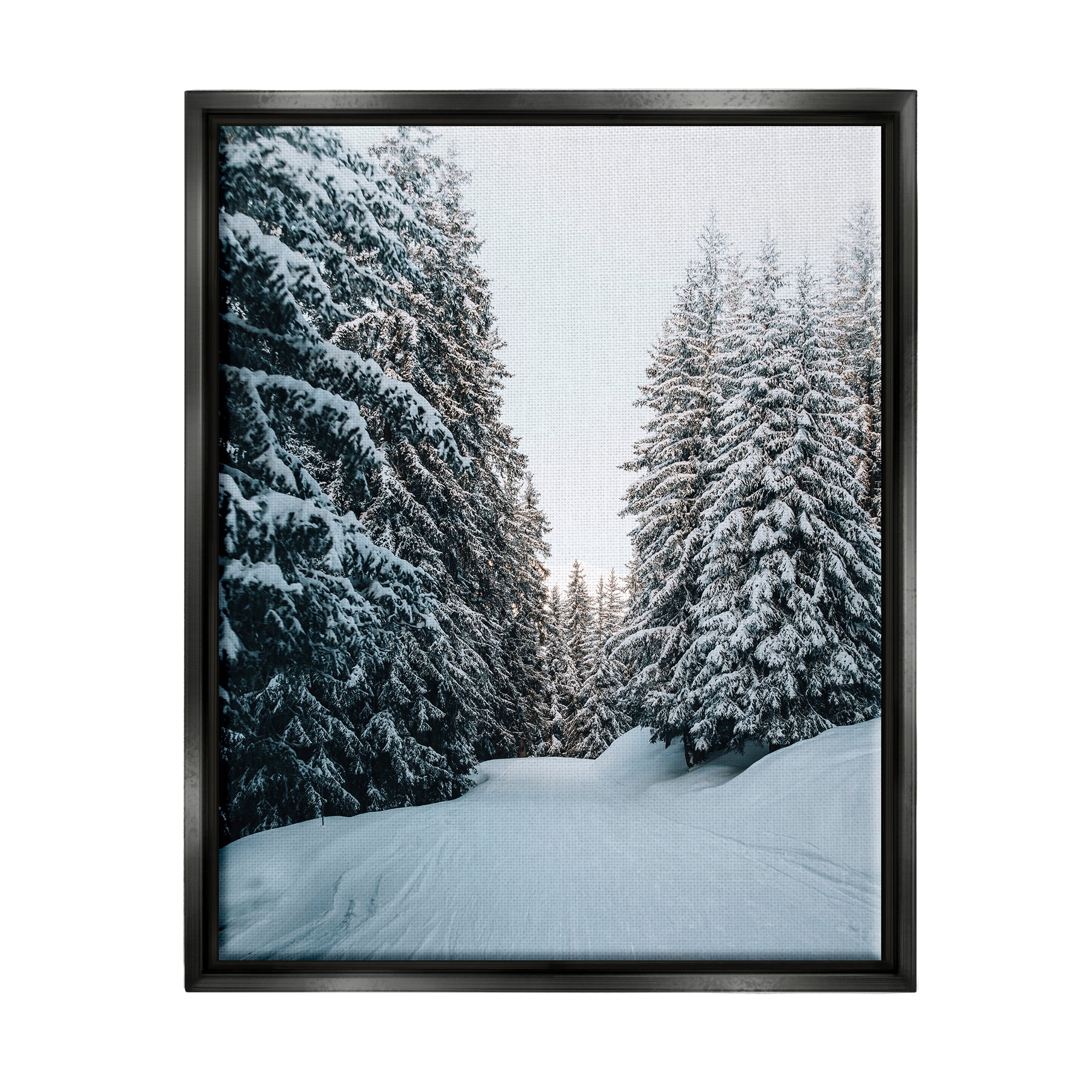 Stupell Industries Snowy Ski Slopes Landscape Photography Black Floater Framed Canvas Art Print Wall Art, 17 x 21