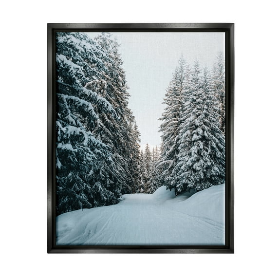 Stupell Industries Snowy Ski Slopes Landscape Photography Black Floater Framed Canvas Art Print Wall Art, 25 x 31