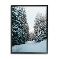 Stupell Industries Snowy Ski Slopes Landscape Photography Black Framed Art Print Wall Art, 11 x 14