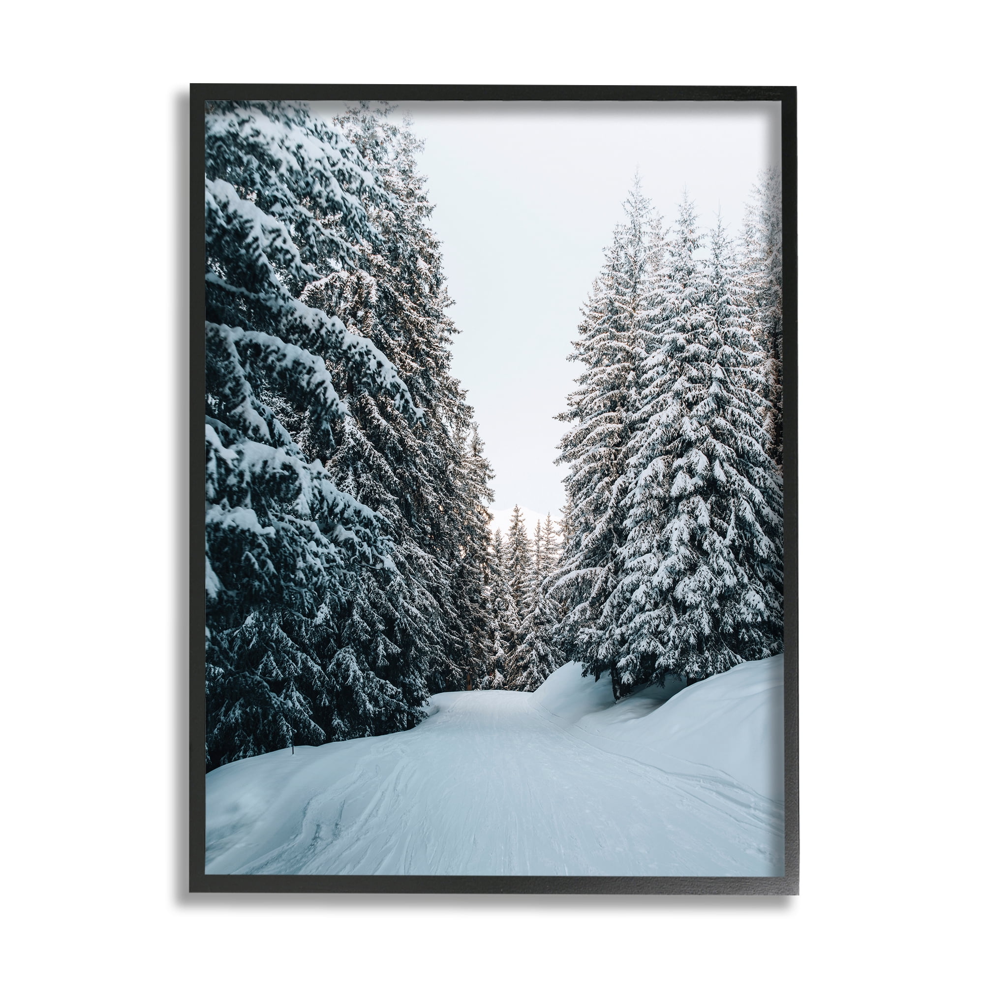 Stupell Industries Snowy Ski Slopes Landscape Photography Black Framed Art Print Wall Art, 16 x 20