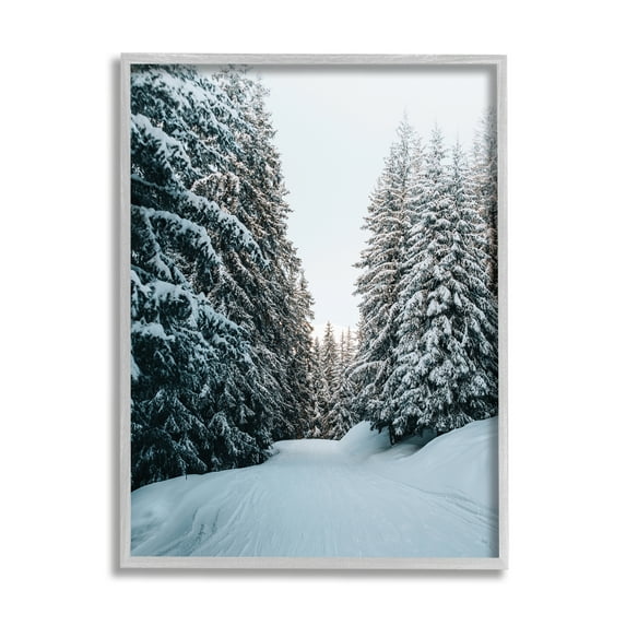 Stupell Industries Snowy Ski Slopes Landscape Photography Gray Framed Art Print Wall Art, 11 x 14