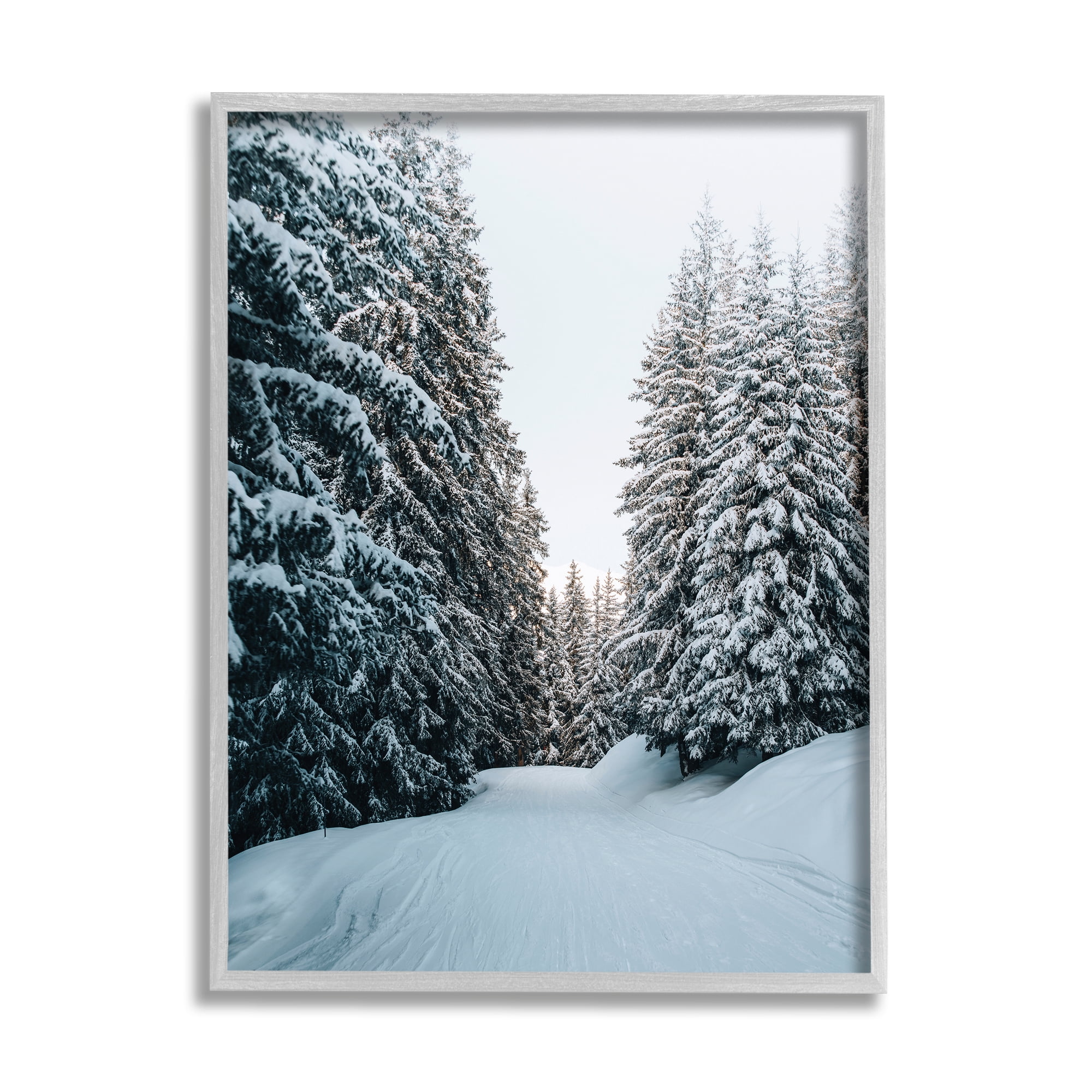 Stupell Industries Snowy Ski Slopes Landscape Photography Gray Framed Art Print Wall Art, 16 x 20