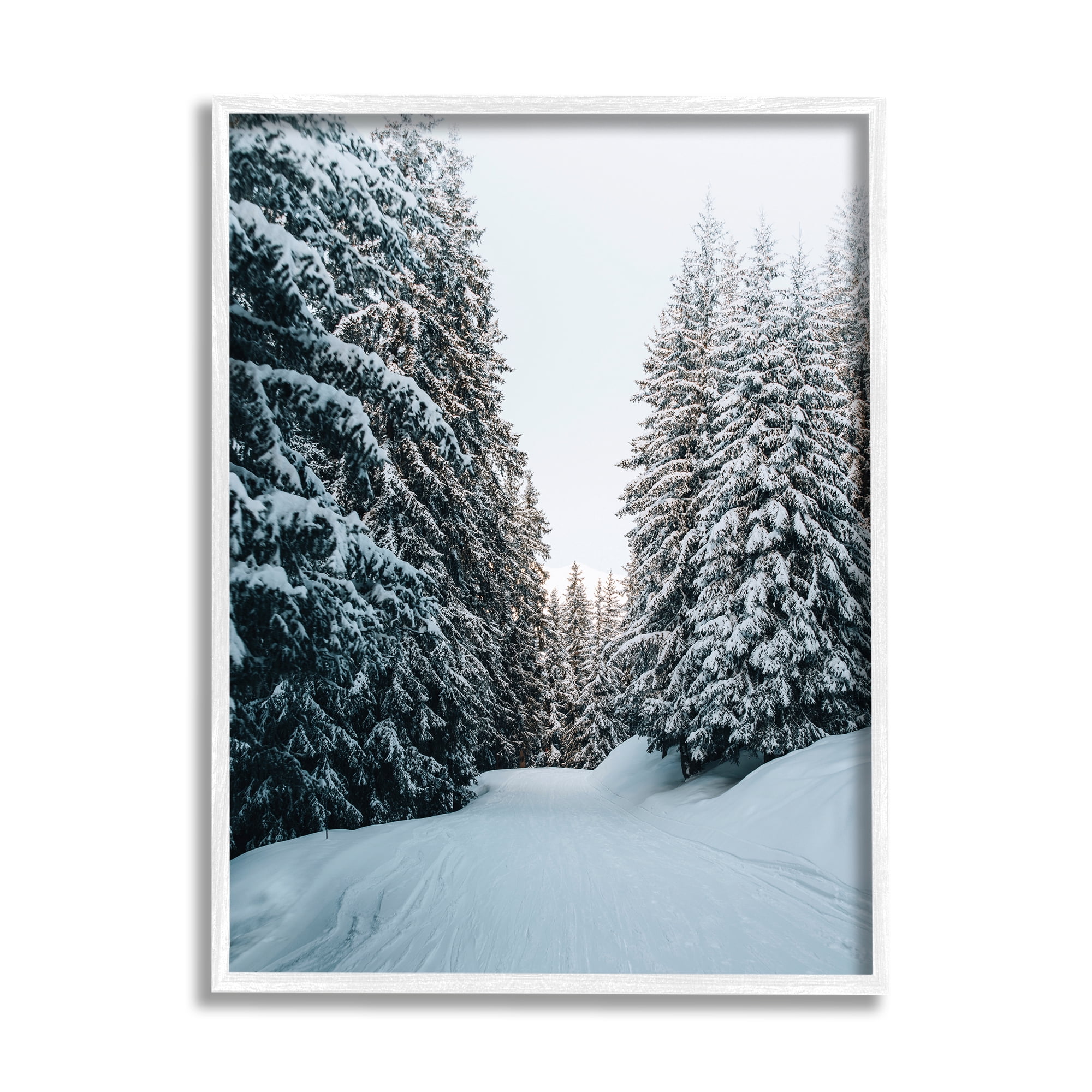 Stupell Industries Snowy Ski Slopes Landscape Photography White Framed Art Print Wall Art, 11 x 14