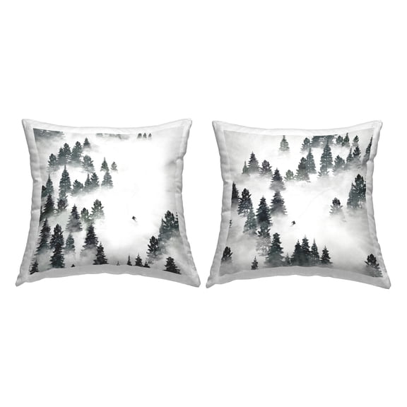 Stupell Industries Snowy Ski Slopes Mountain Pine Trees Design by Ziwei Li Throw Pillow (set of 2)