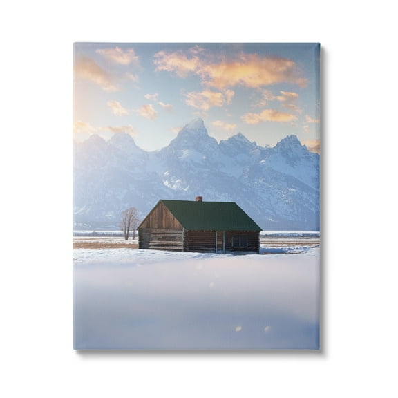 Stupell Industries Snowy Winter Cabin Landscape Photography Gallery Wrapped Canvas Art Print Wall Art, 16 x 20