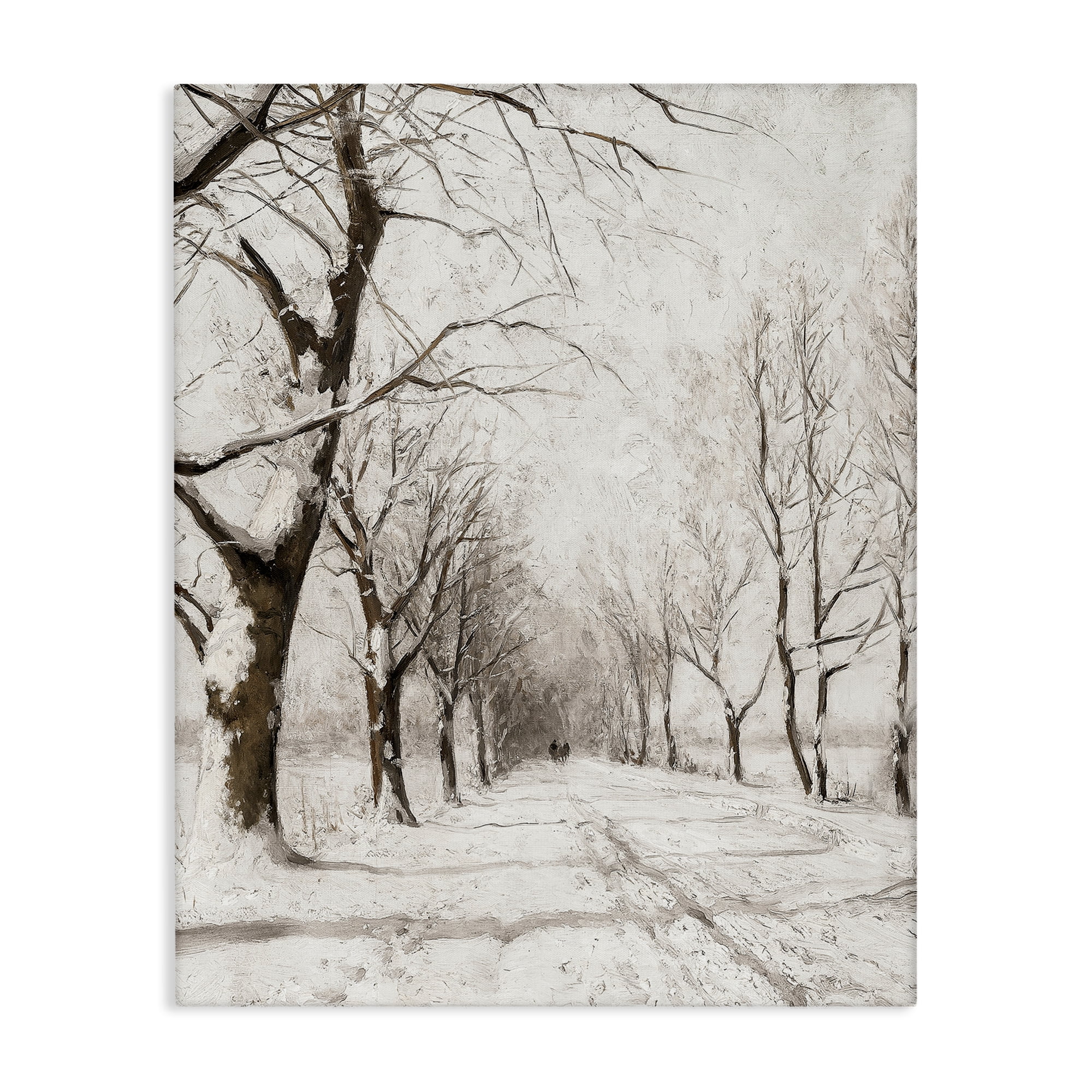 Stupell Industries Snowy Winter Lane Landscape Painting Gallery Wrapped Canvas Art Print Wall Art, 16 x 20