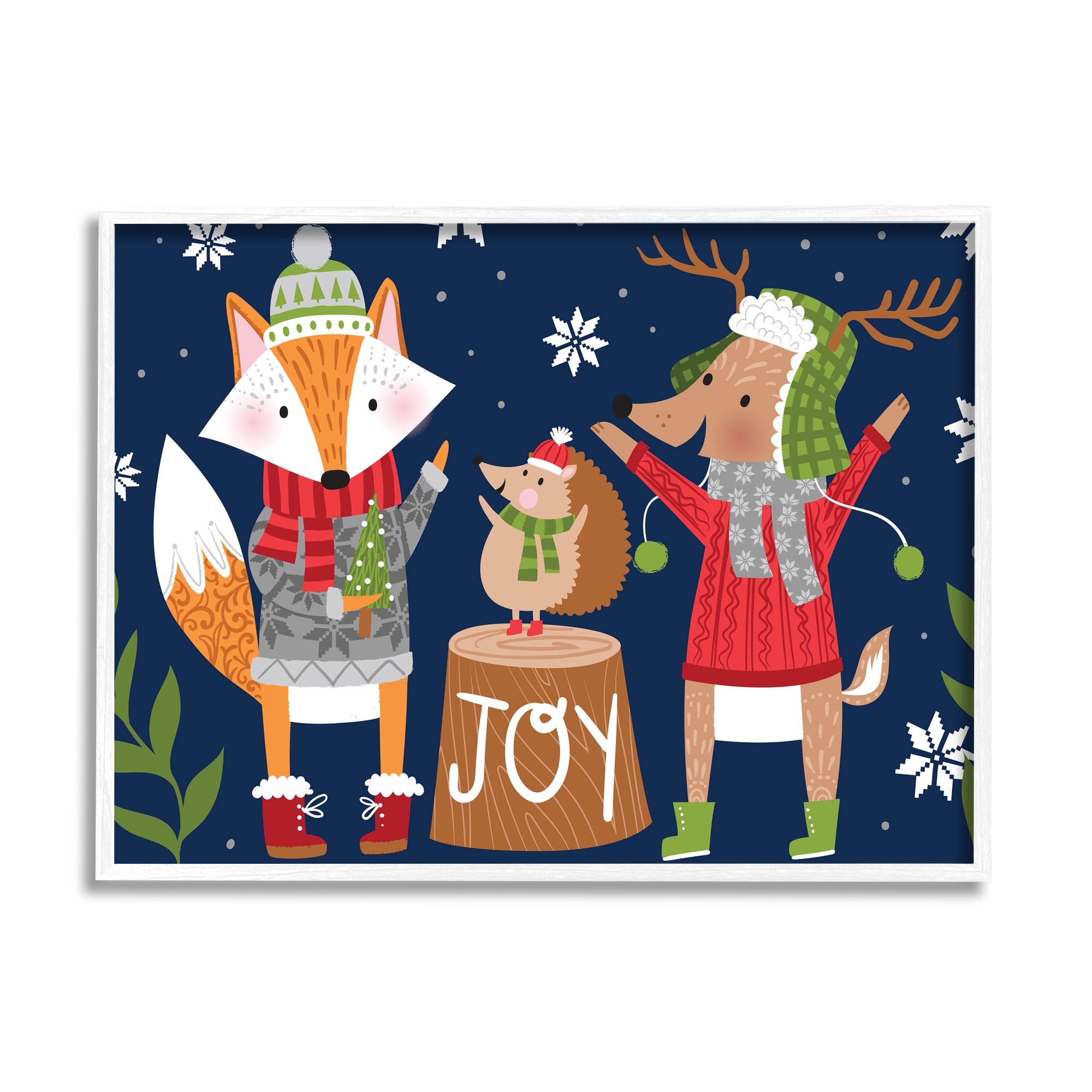 Stupell Industries Snowy Winter Woodland Animals Adorable Fox Reindeer Hedgehog, 16 x 20, Design by Arrolynn Weiderhold
