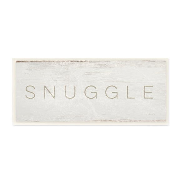 Stupell Industries Snuggle Text Minimal Distressed Beige Paint Wall Plaque by Daphne Polselli