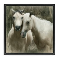 Stupell Industries Snuggling Horses on Farm Animals & Insects Painting Black Floater Framed Canvas Art Print Wall Art, 18 x 18