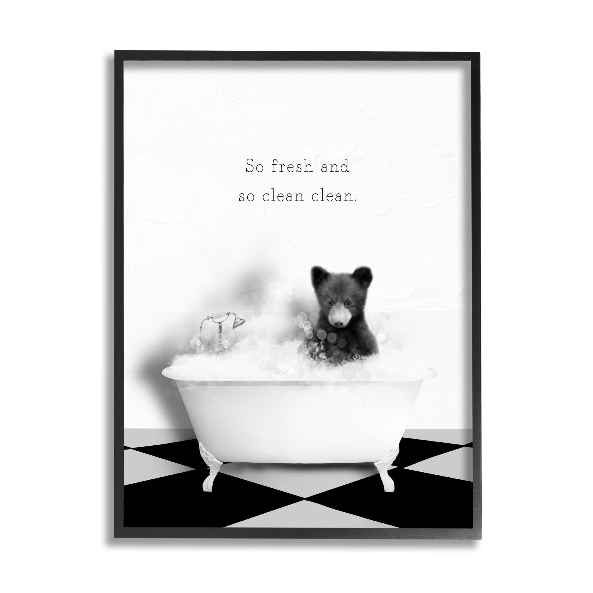 Stupell Industries So Fresh & Clean Bear Animals & Insects Painting Black Framed Art Print Wall Art, 24 x 30