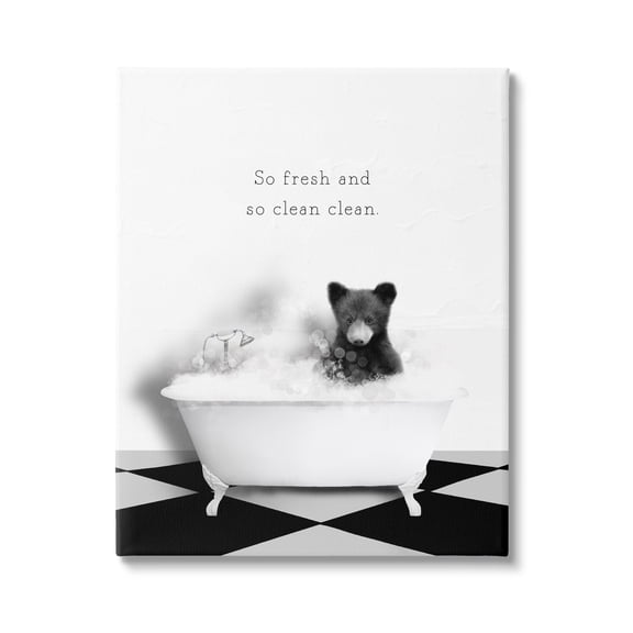 Stupell Industries So Fresh & Clean Bear Animals & Insects Painting Gallery Wrapped Canvas Art Print Wall Art, 16 x 20