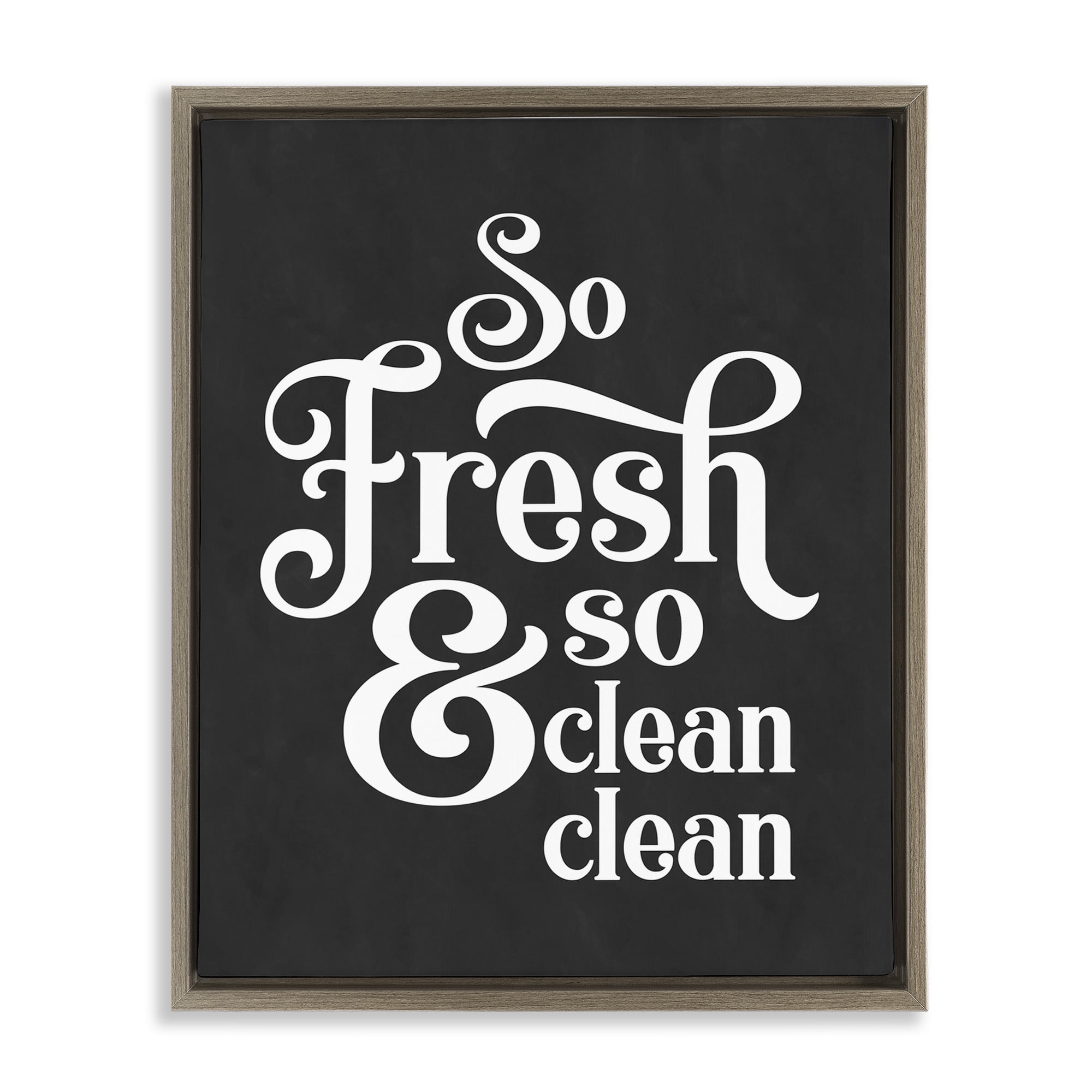 Stupell Industries So Fresh & Clean Laundry Phrase Typography Painting Brown Floater Framed Canvas Art Print Wall Art, 25 x 31
