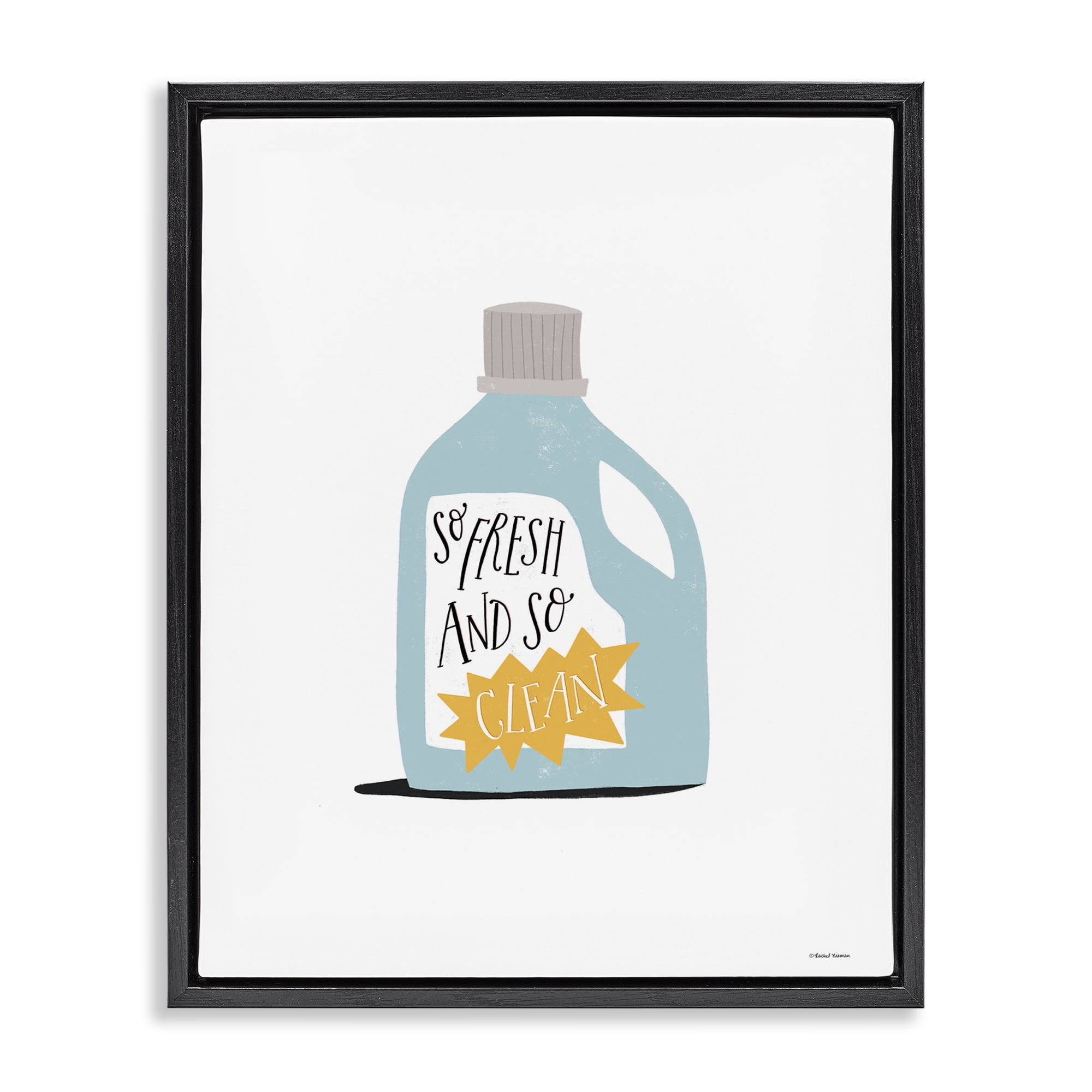 Stupell Industries So Fresh & Clean Laundry Typography Painting Black Floater Framed Art Print Wall Art, 17 x 21