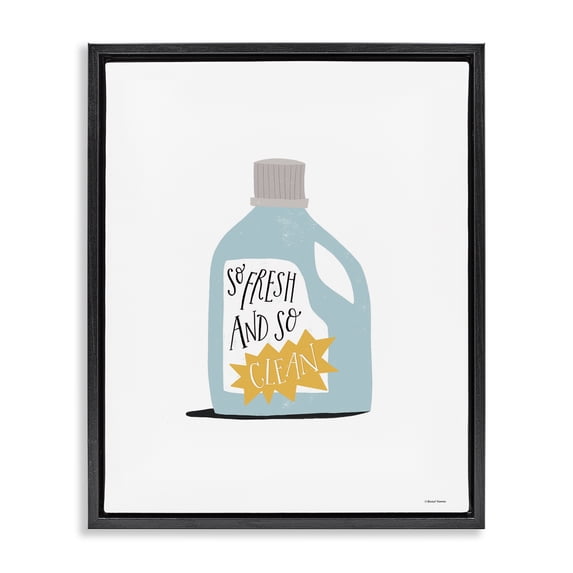Stupell Industries So Fresh & Clean Laundry Typography Painting Black Floater Framed Art Print Wall Art, 17 x 21
