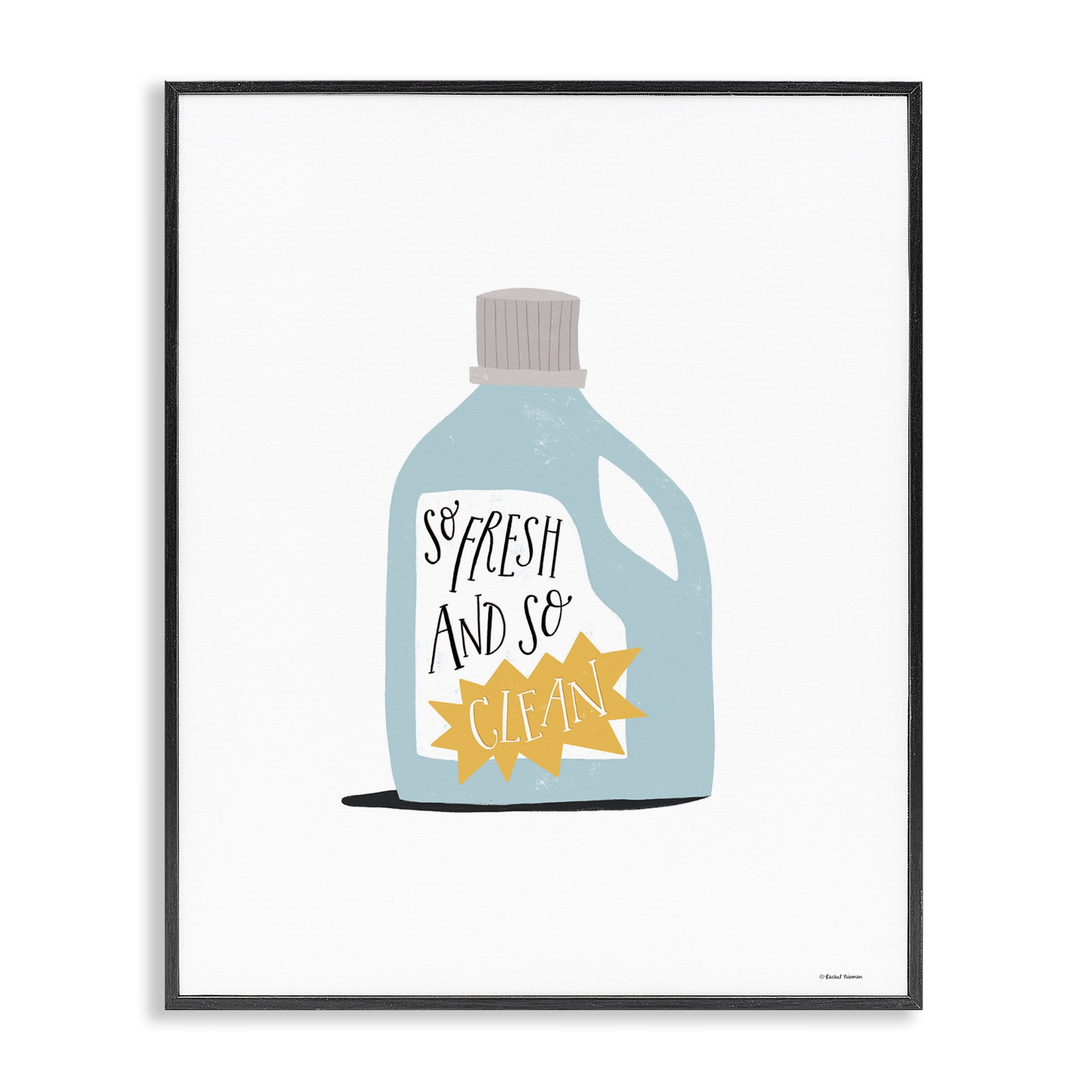 Stupell Industries So Fresh & Clean Laundry Typography Painting Black Framed Art Print Wall Art, 11 x 14