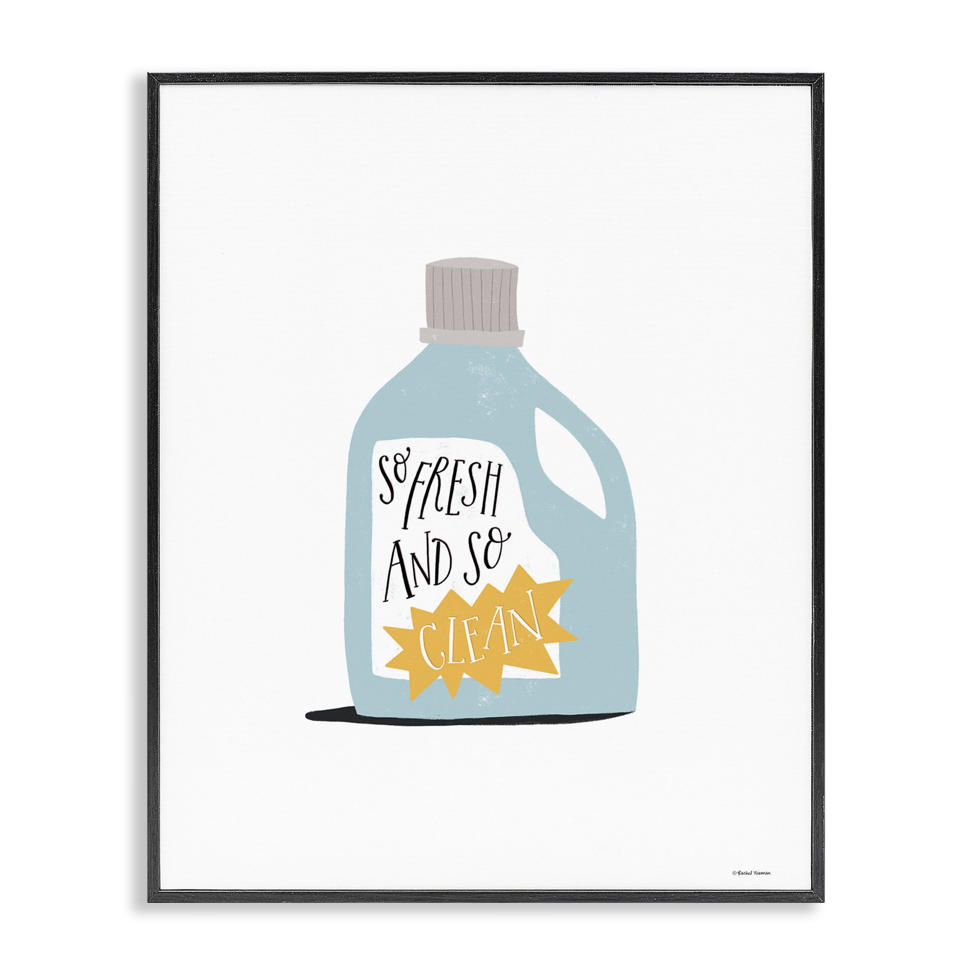 Stupell Industries So Fresh & Clean Laundry Typography Painting Black Framed Art Print Wall Art, 16 x 20