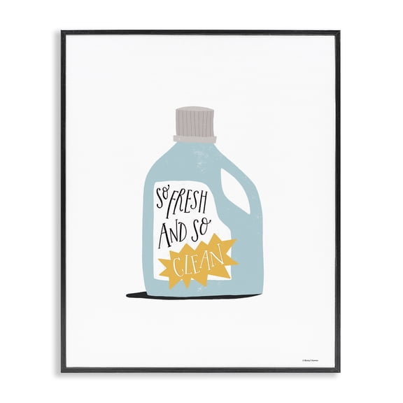 Stupell Industries So Fresh & Clean Laundry Typography Painting Black Framed Art Print Wall Art, 16 x 20