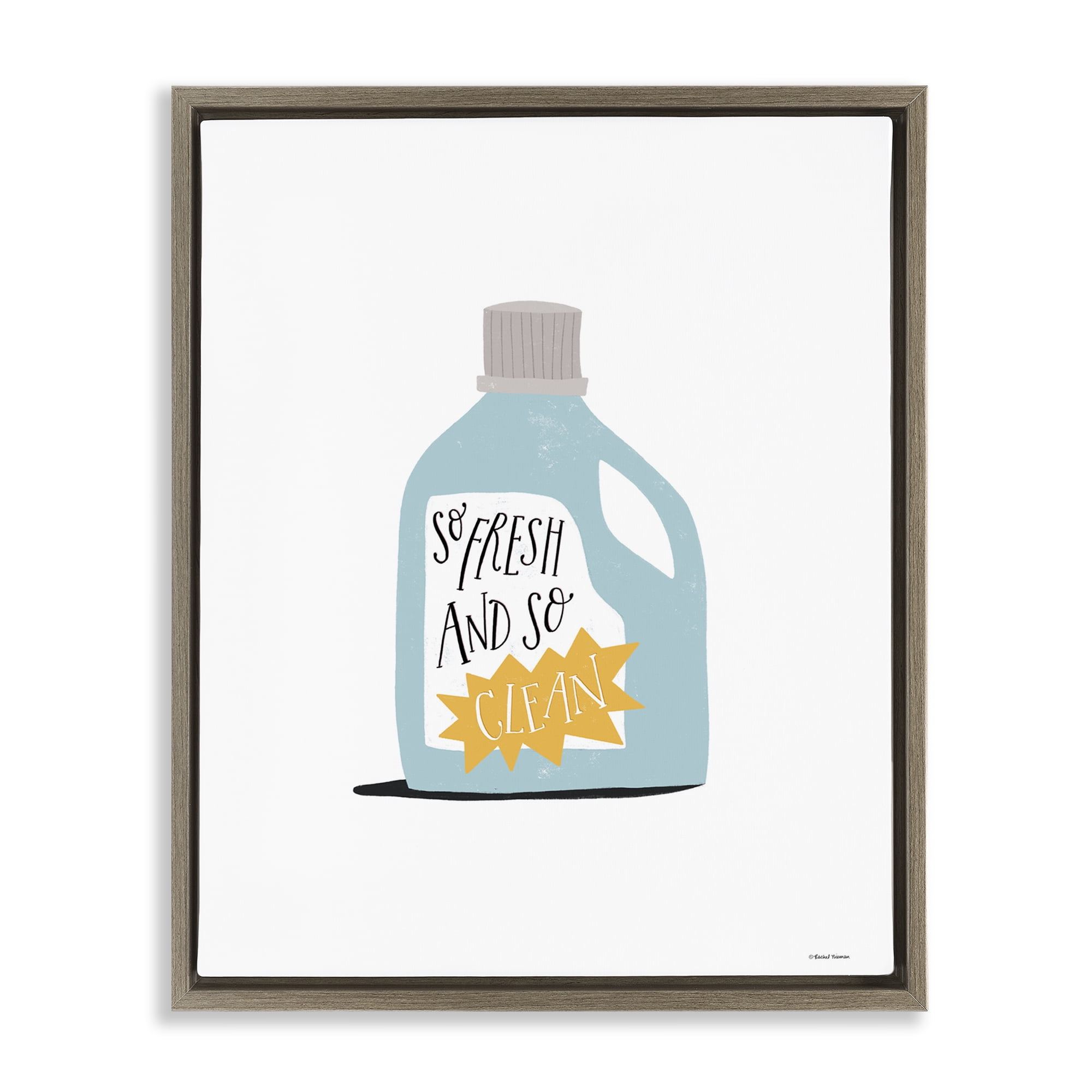 Stupell Industries So Fresh & Clean Laundry Typography Painting Brown Floater Framed Art Print Wall Art, 17 x 21