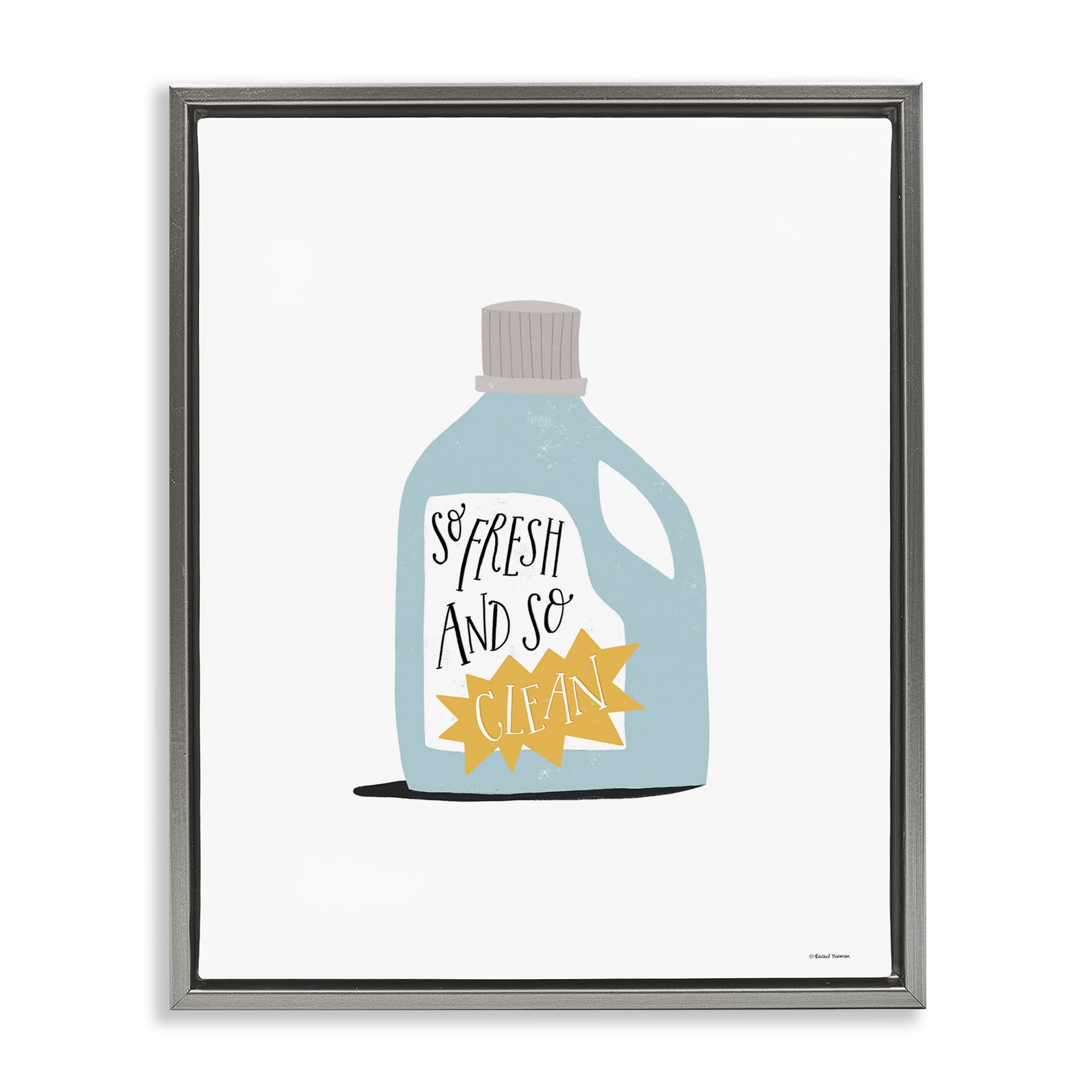 Stupell Industries So Fresh & Clean Laundry Typography Painting Gray Floater Framed Art Print Wall Art, 25 x 31