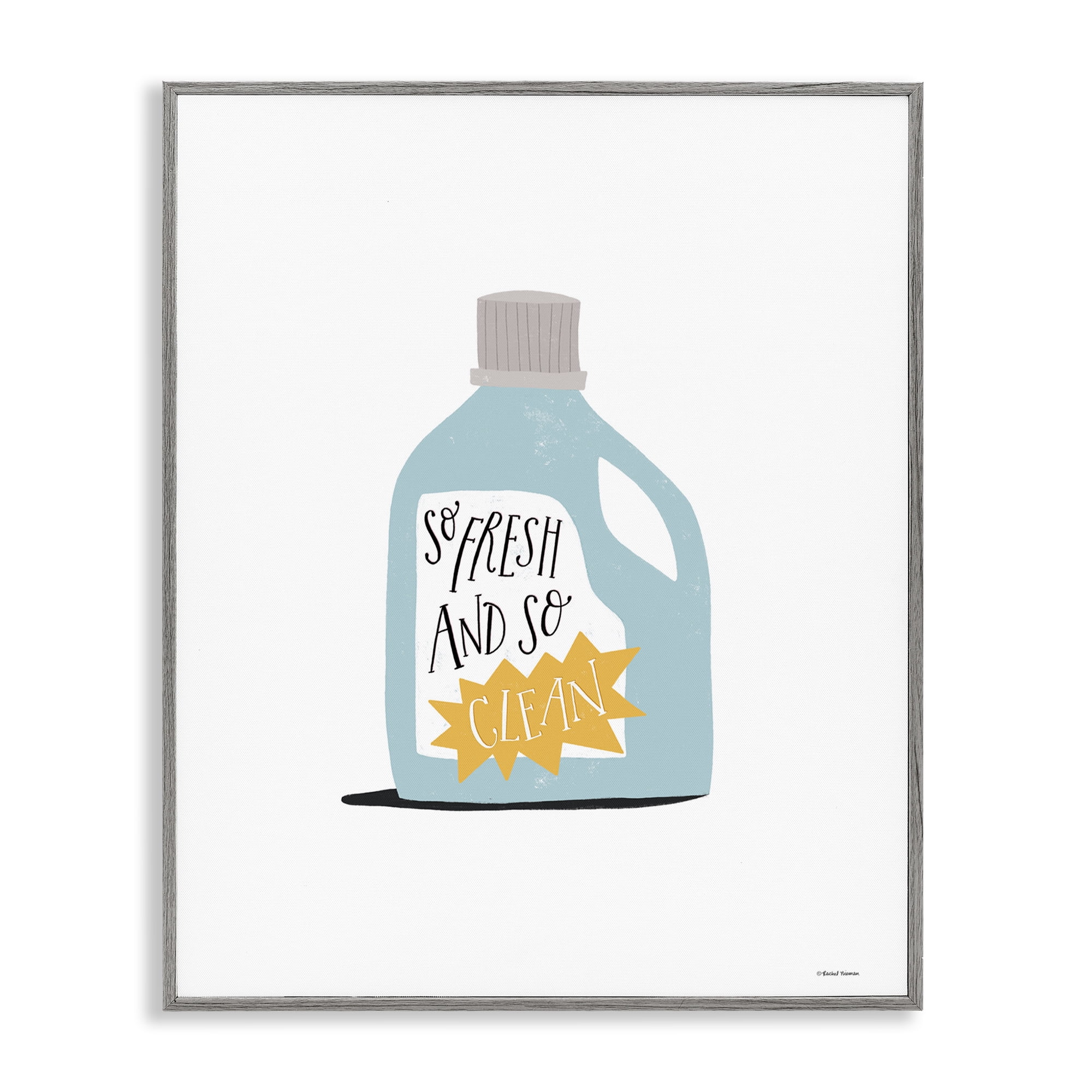 Stupell Industries So Fresh & Clean Laundry Typography Painting Gray Framed Art Print Wall Art, 16 x 20