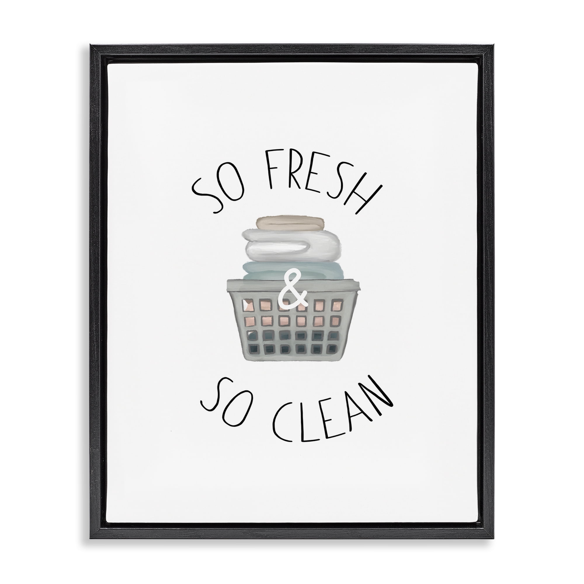 Stupell Industries So Fresh Laundry Basket Black Framed Floater Canvas Wall Art, design by Elizabeth Medley