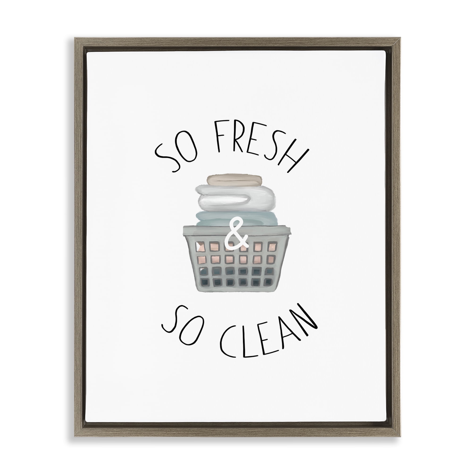 Stupell Industries So Fresh Laundry Basket Brown Framed Floater Canvas Wall Art, design by Elizabeth Medley