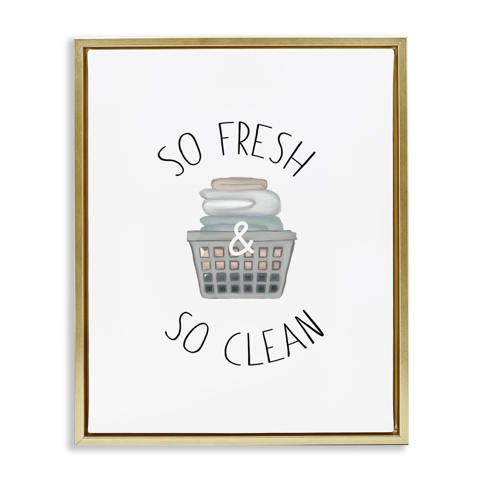 Stupell Industries So Fresh Laundry Basket Gold Framed Floater Canvas Wall Art, design by Elizabeth Medley
