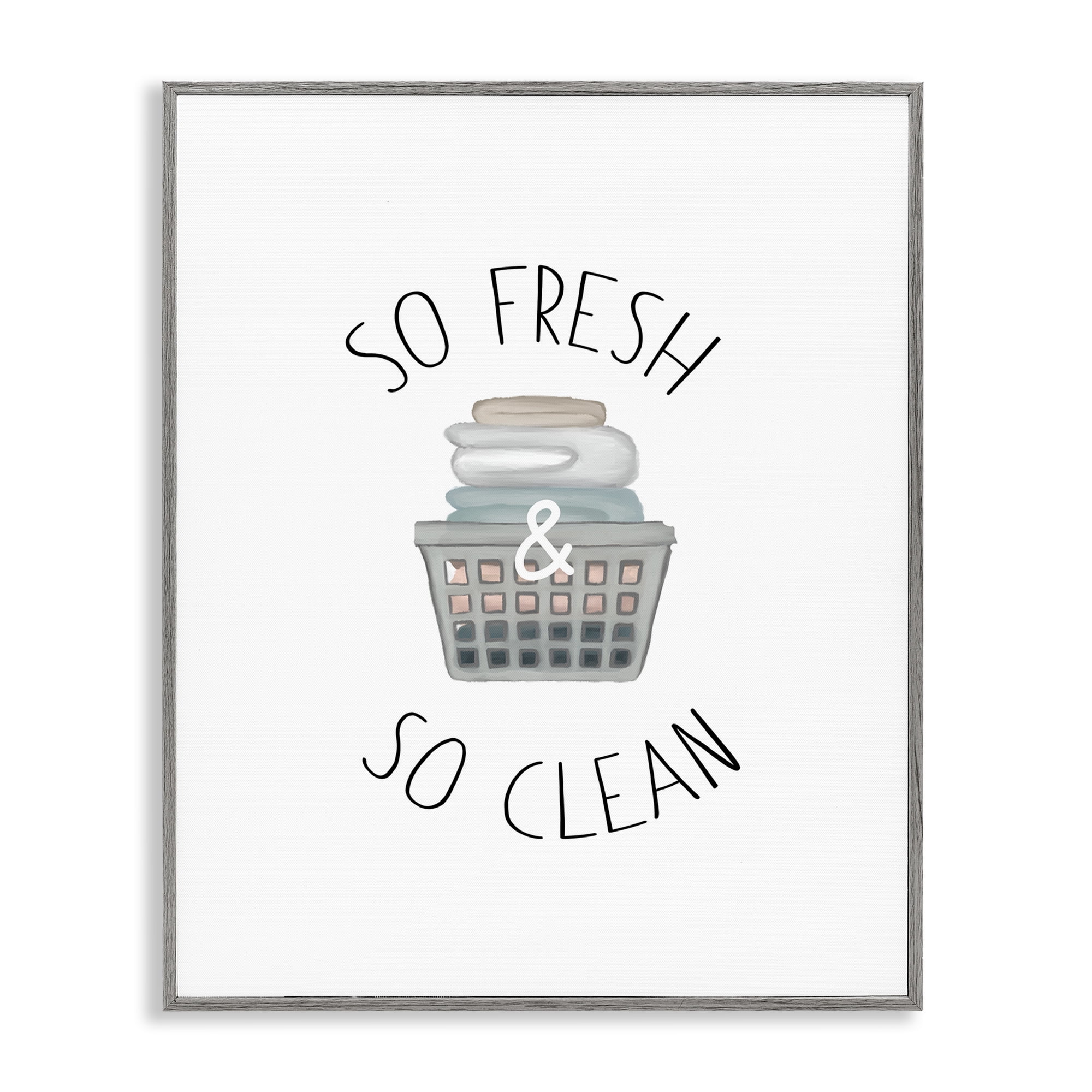 Stupell Industries So Fresh Laundry Basket Gray Framed Giclee Art, design by Elizabeth Medley
