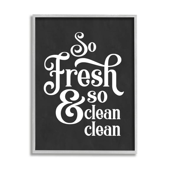 Stupell Industries So Fresh So Clean Laundry Phrase Vintage Typography Graphic Art Gray Framed Art Print Wall Art, 11x14, by Lettered and Lined