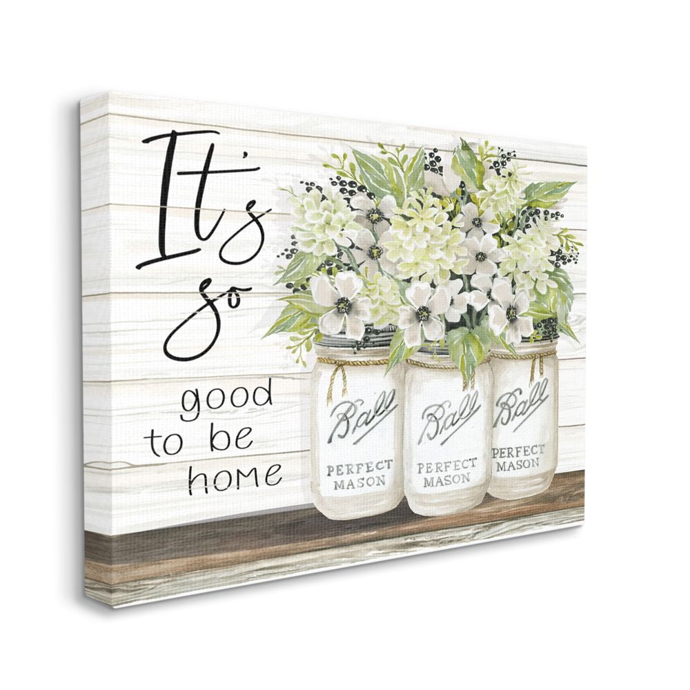 Stupell Industries So Good To Be Home Phrase Charming Floral Bouquet Canvas Wall Art Design by Cindy Jacobs, 24" x 30"