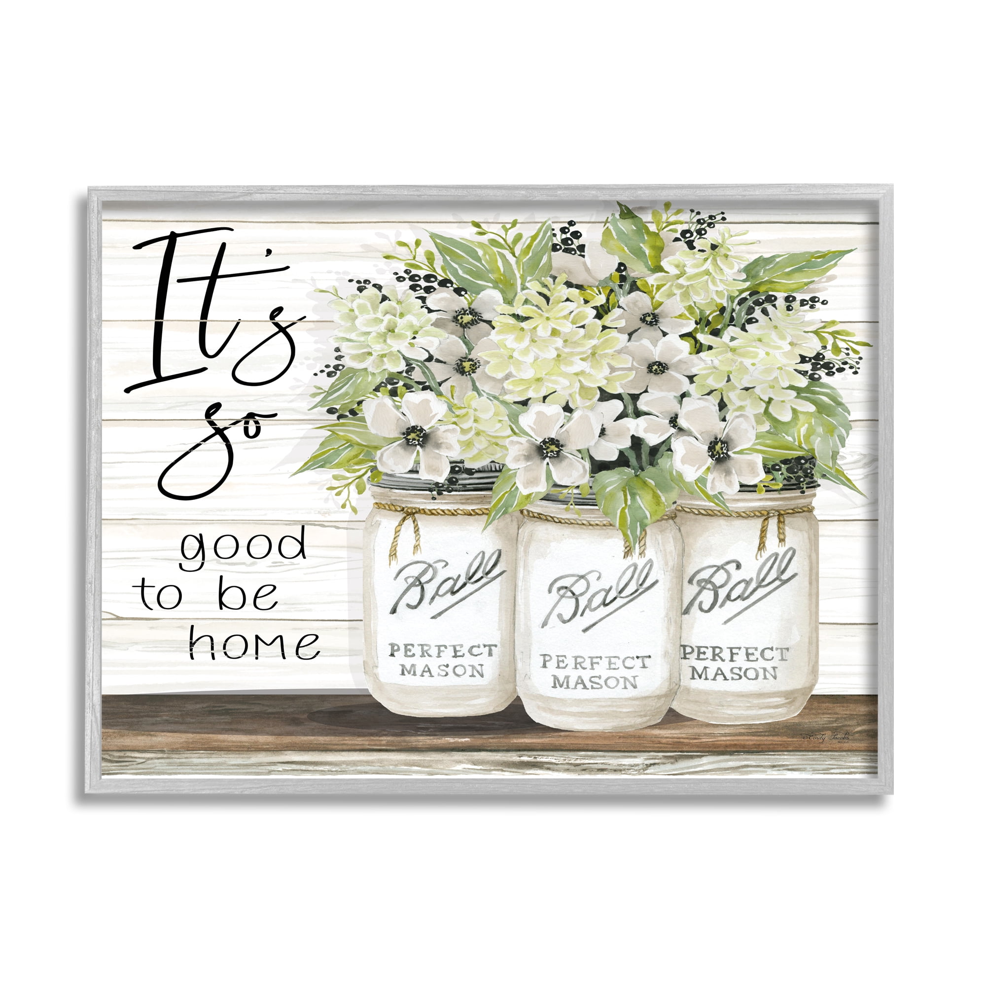 Stupell Industries So Good To Be Home Phrase Charming Floral Bouquet Graphic Art Framed Art Print Wall Art, 30x24, By Cindy Jacobs