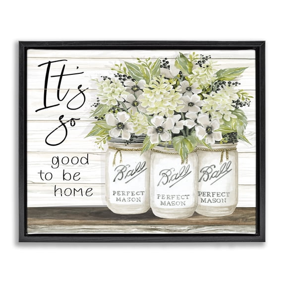 Stupell Industries French Country Charming Phrase Floral Bouquet Black Floating Frame Canvas Art, 21 x 17, by Cindy Jacobs