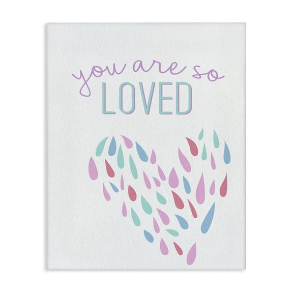 Stupell Industries So Loved Abstract Heart Quotes and Sayings Painting Wrapped Canvas Canvas Art Print Wall Art, 36 x 48