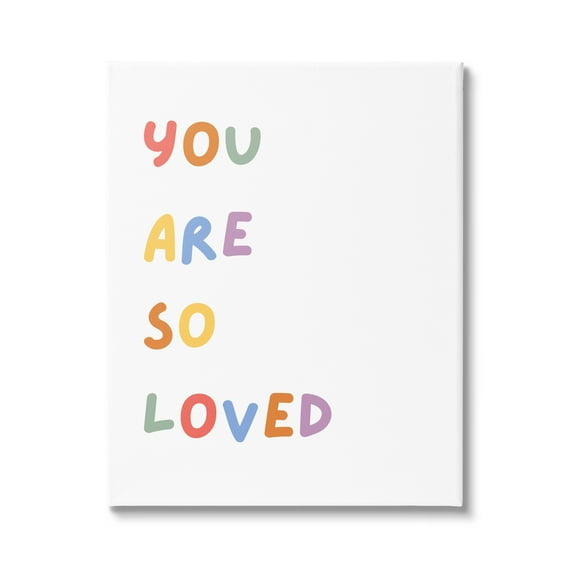 Stupell Industries So Loved Minimal Phrase Inspirational Painting Gallery Wrapped Canvas Art Print Wall Art, 16 x 20
