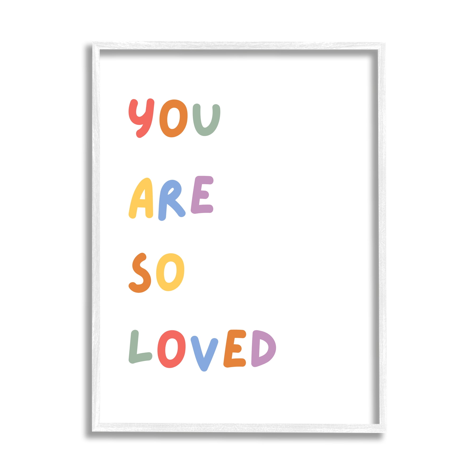 Stupell Industries So Loved Minimal Phrase Inspirational Painting White Framed Art Print Wall Art, 16 x 20
